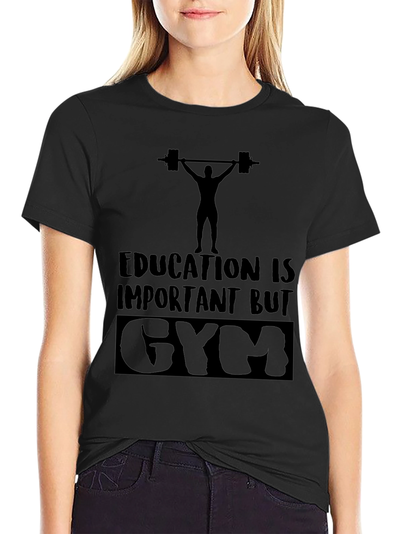Education Important BUT GYM Funny Workout T-Shirt