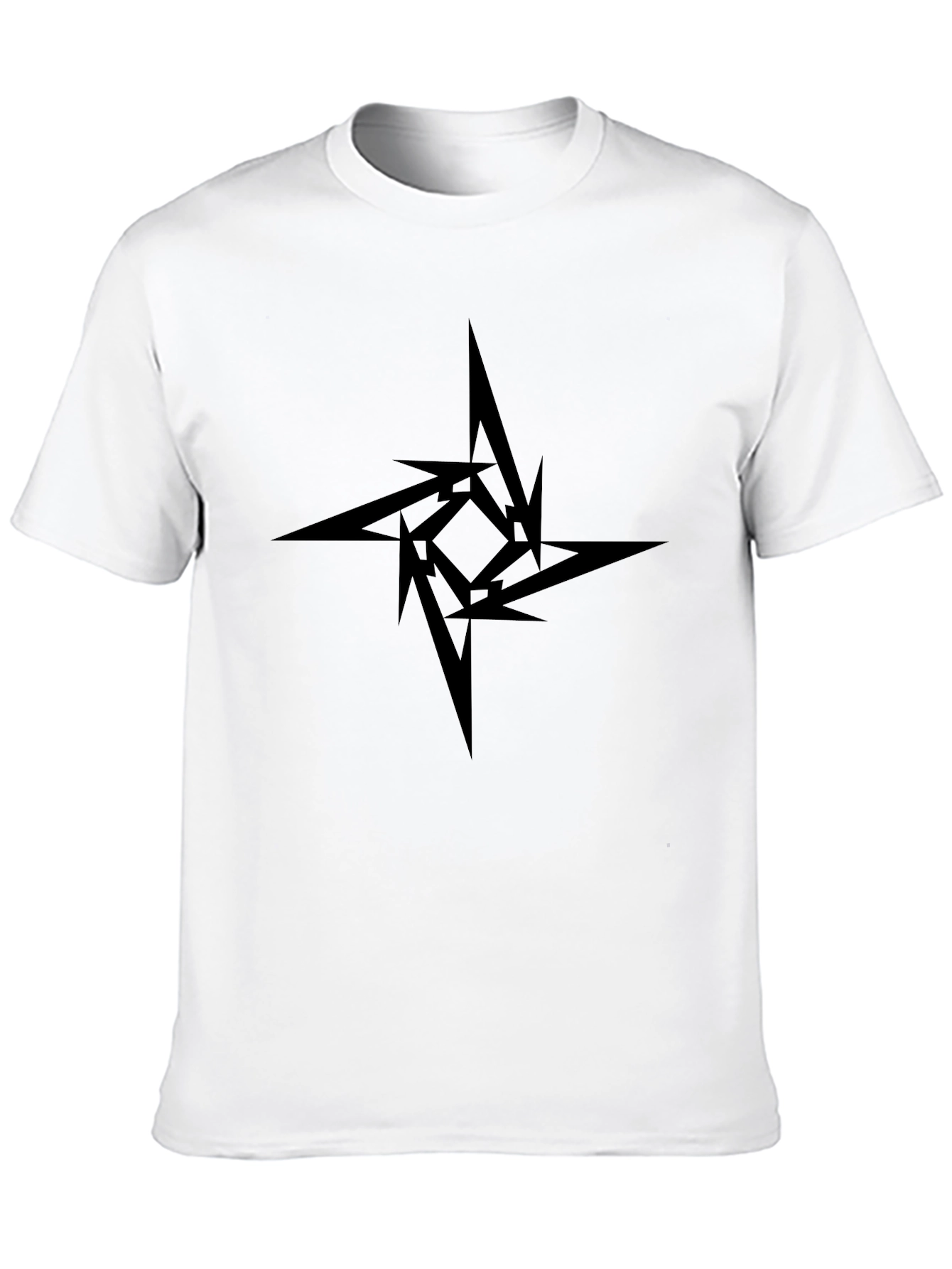 Black Graphic Tee - Abstract Star Design
