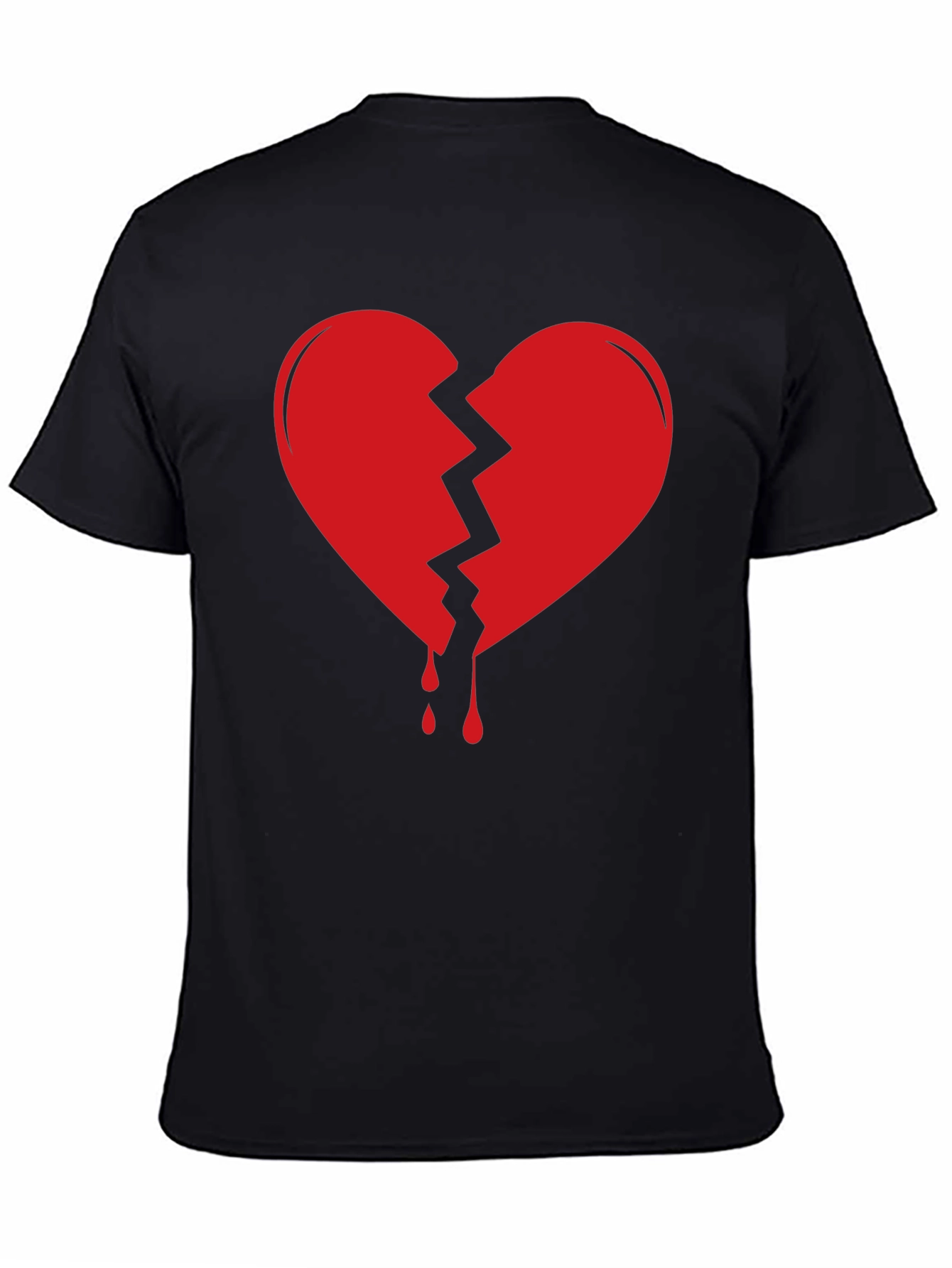 Broken Heart Graphic Tee - Black Cotton Comfort