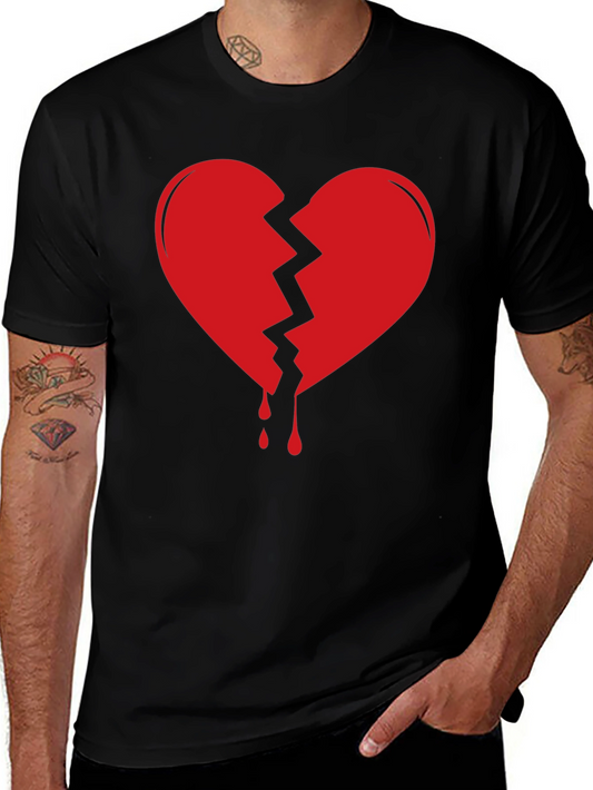 Broken Heart Graphic Tee - Black Cotton Comfort