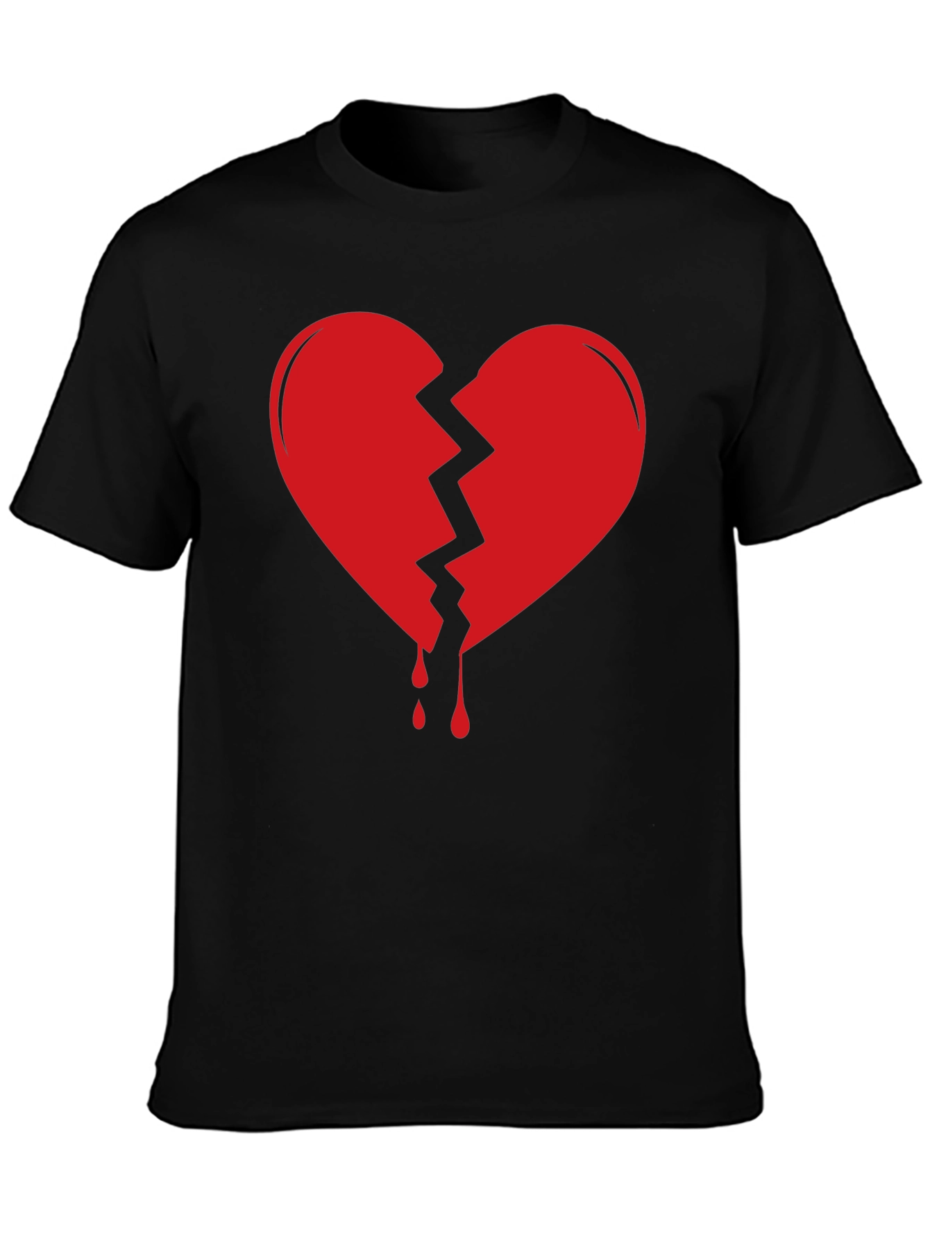 Broken Heart Graphic Tee - Black Cotton Comfort