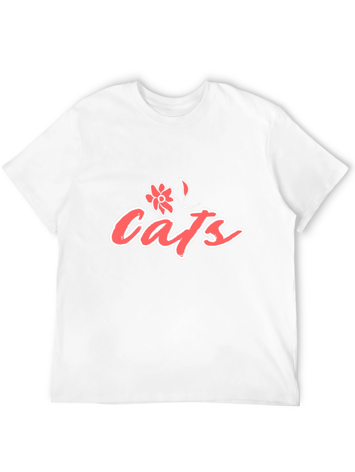 Cats Floral Graphic T-Shirt - Black