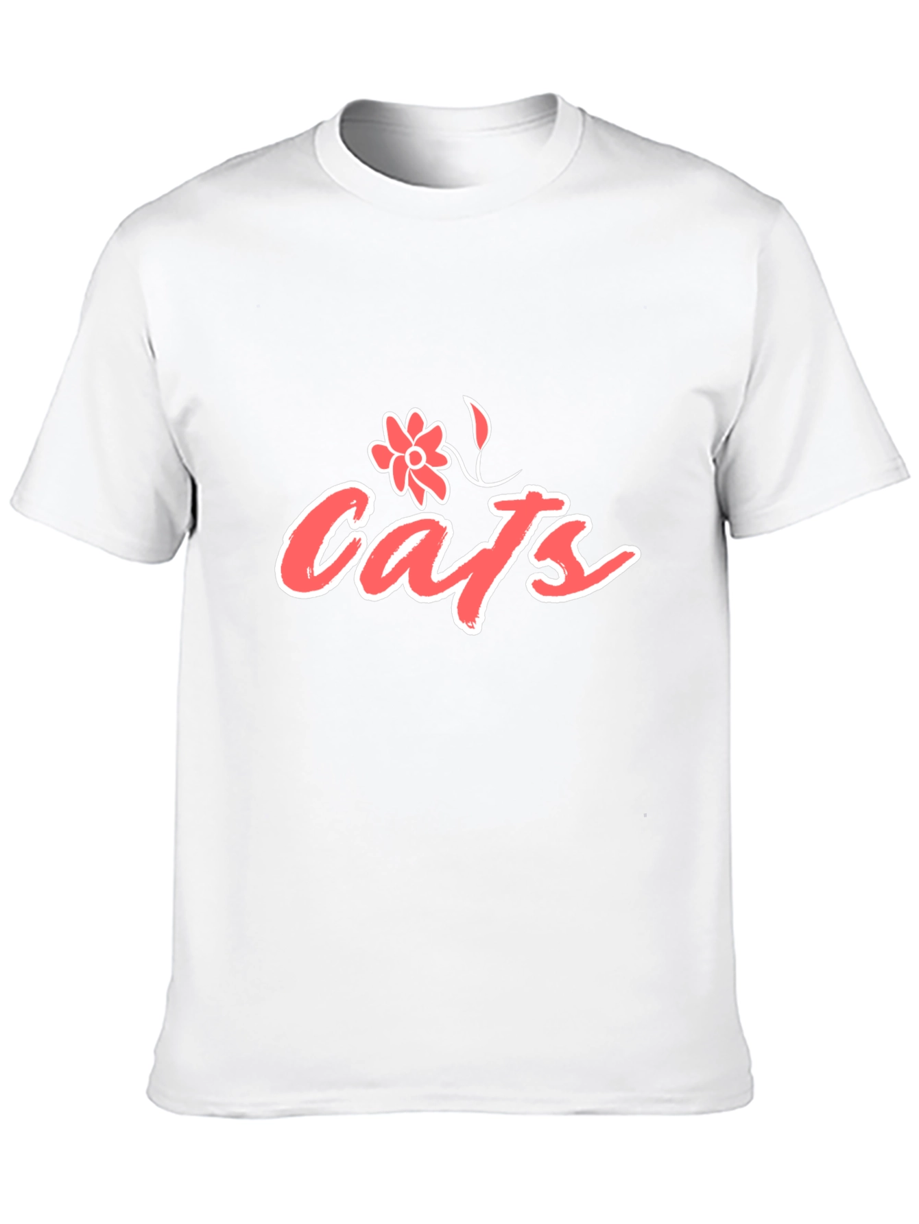Cats Floral Graphic T-Shirt - Black