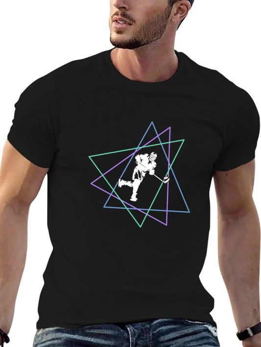 Geometric Hockey Player T-Shirt