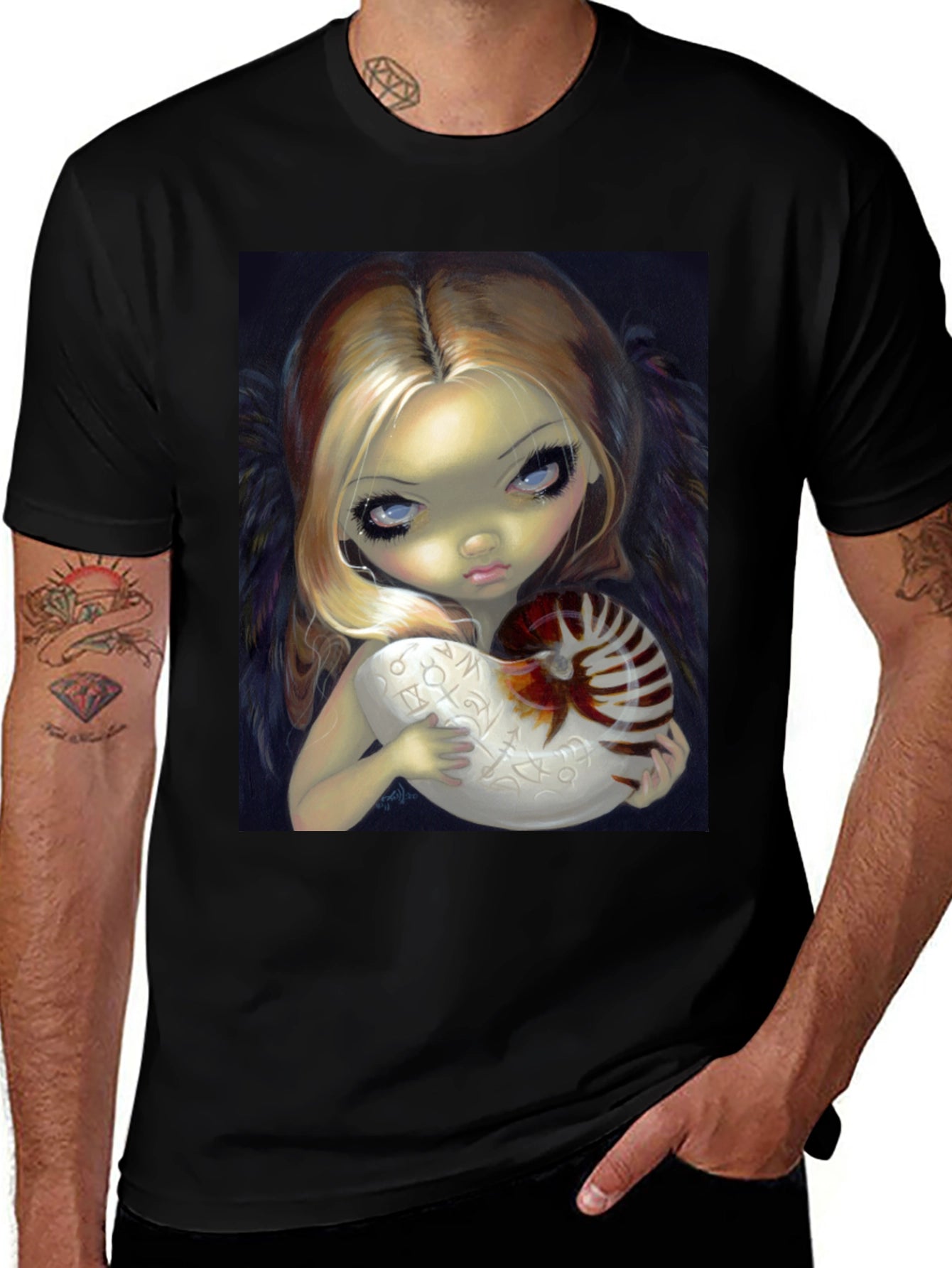 Girl With Nautilus Shell Graphic T-Shirt