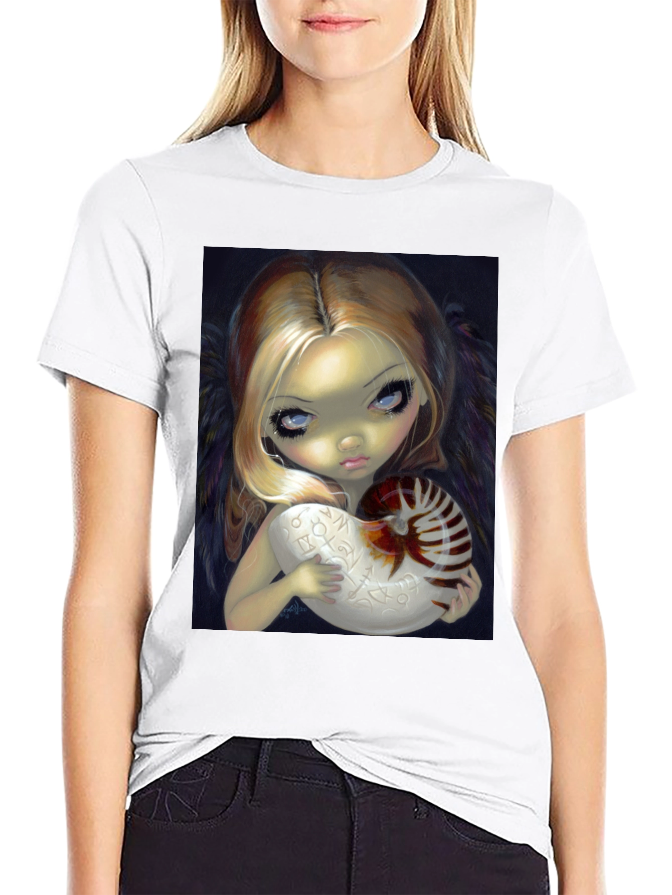 Girl With Nautilus Shell Graphic T-Shirt