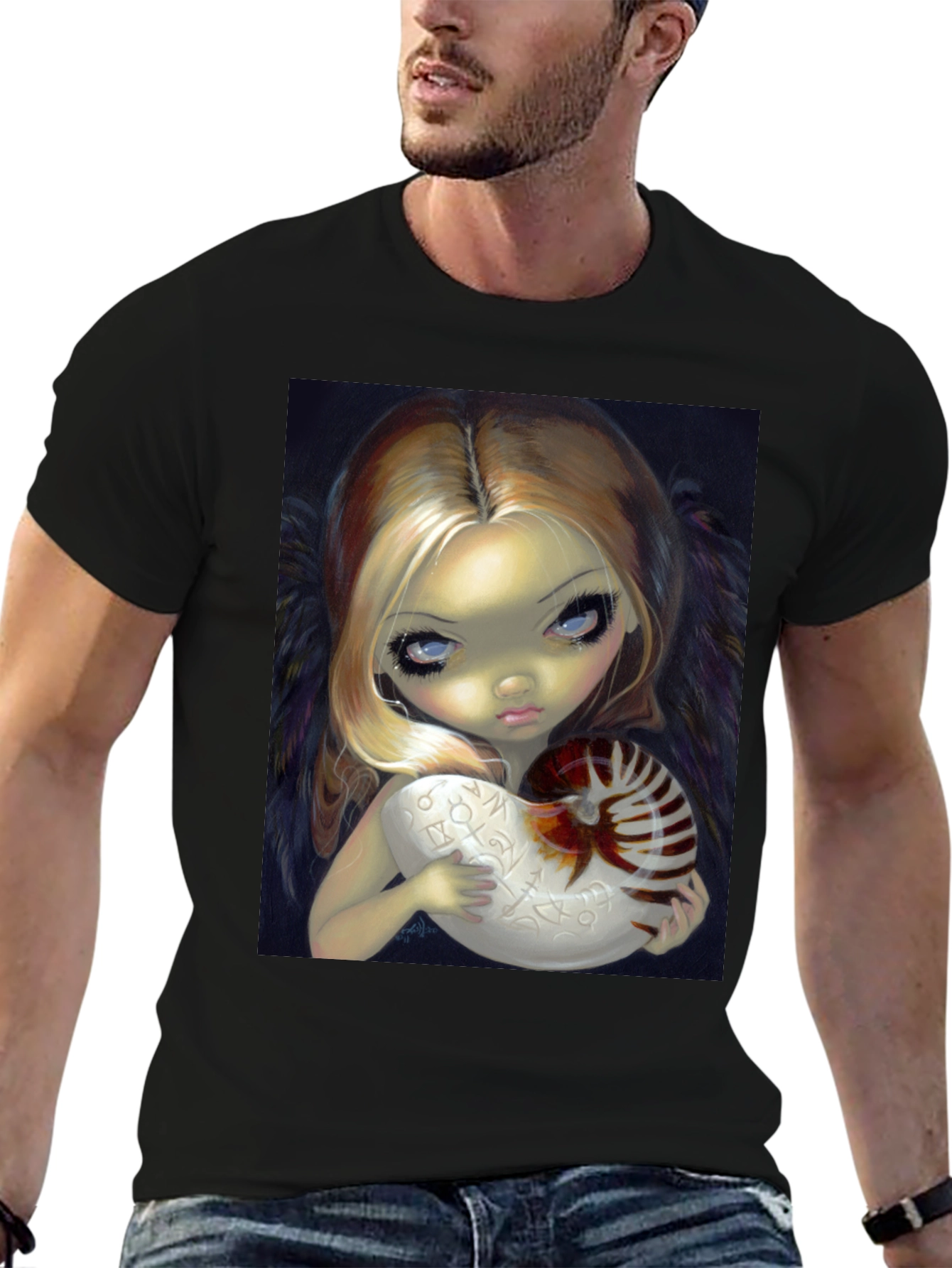 Girl With Nautilus Shell Graphic T-Shirt