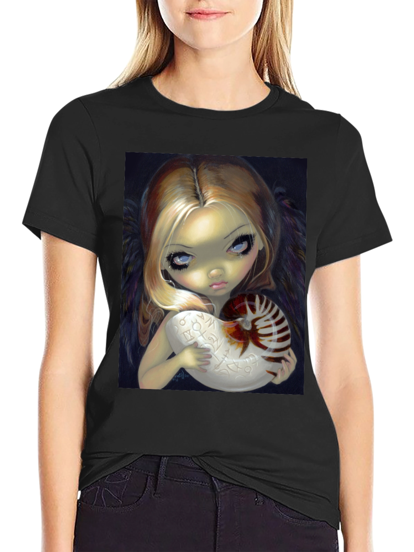 Girl With Nautilus Shell Graphic T-Shirt