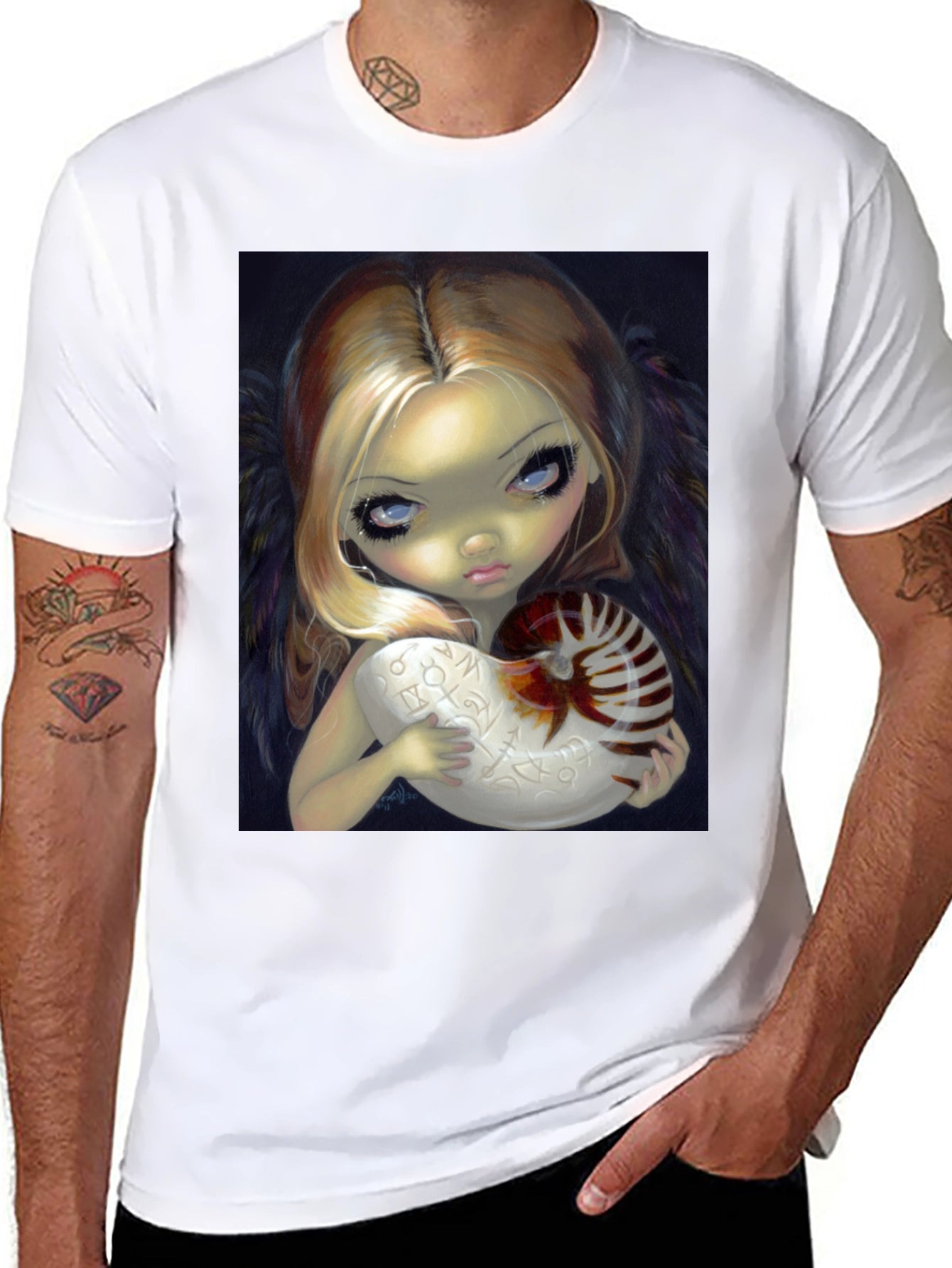 Girl With Nautilus Shell Graphic T-Shirt
