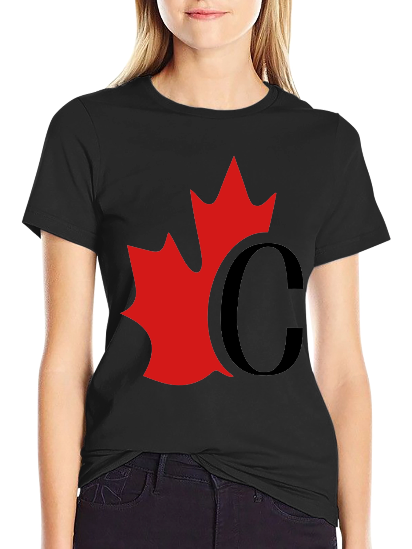 Red Leaf Black Tee