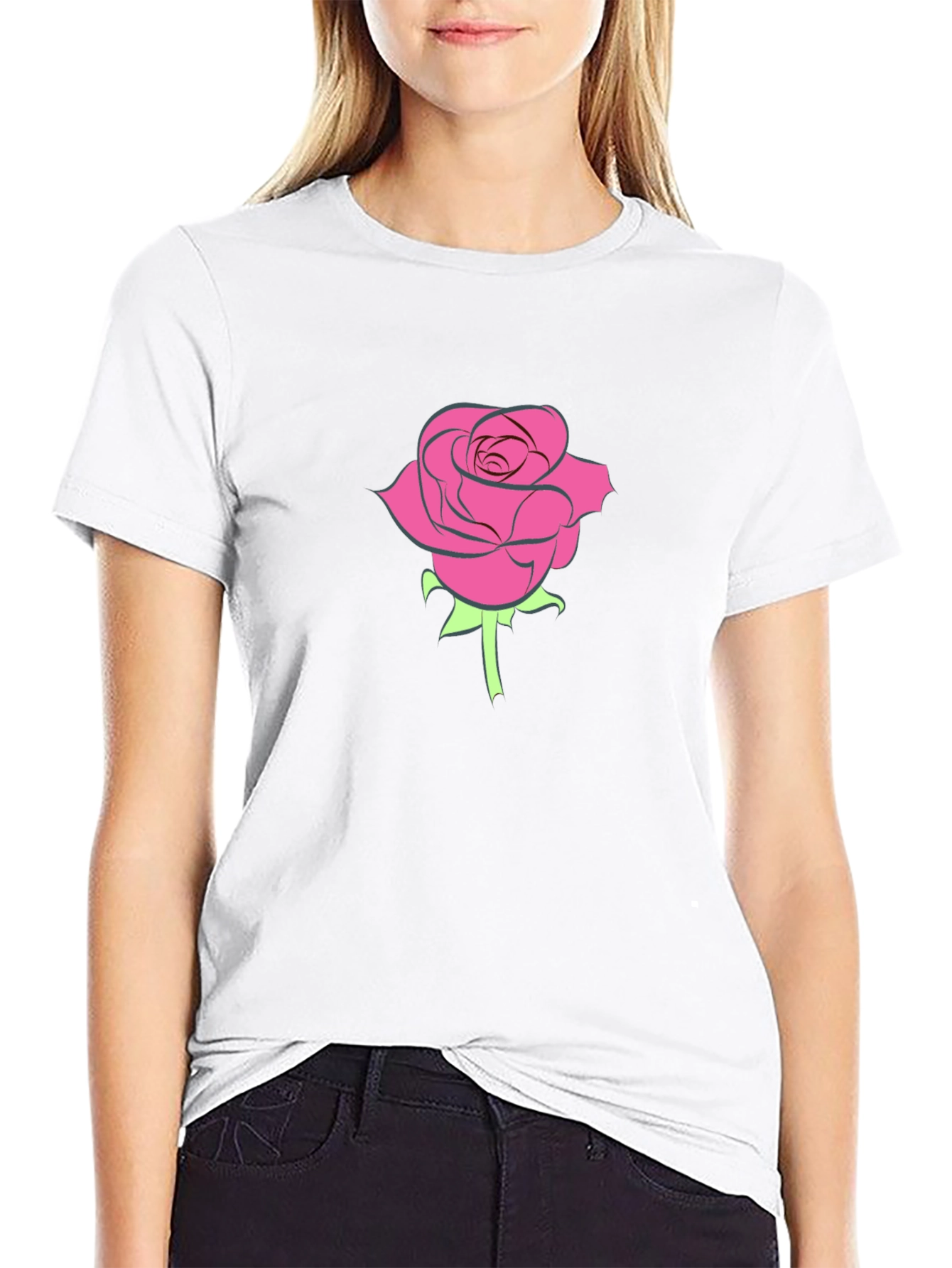 Rose Graphic Black T-Shirt