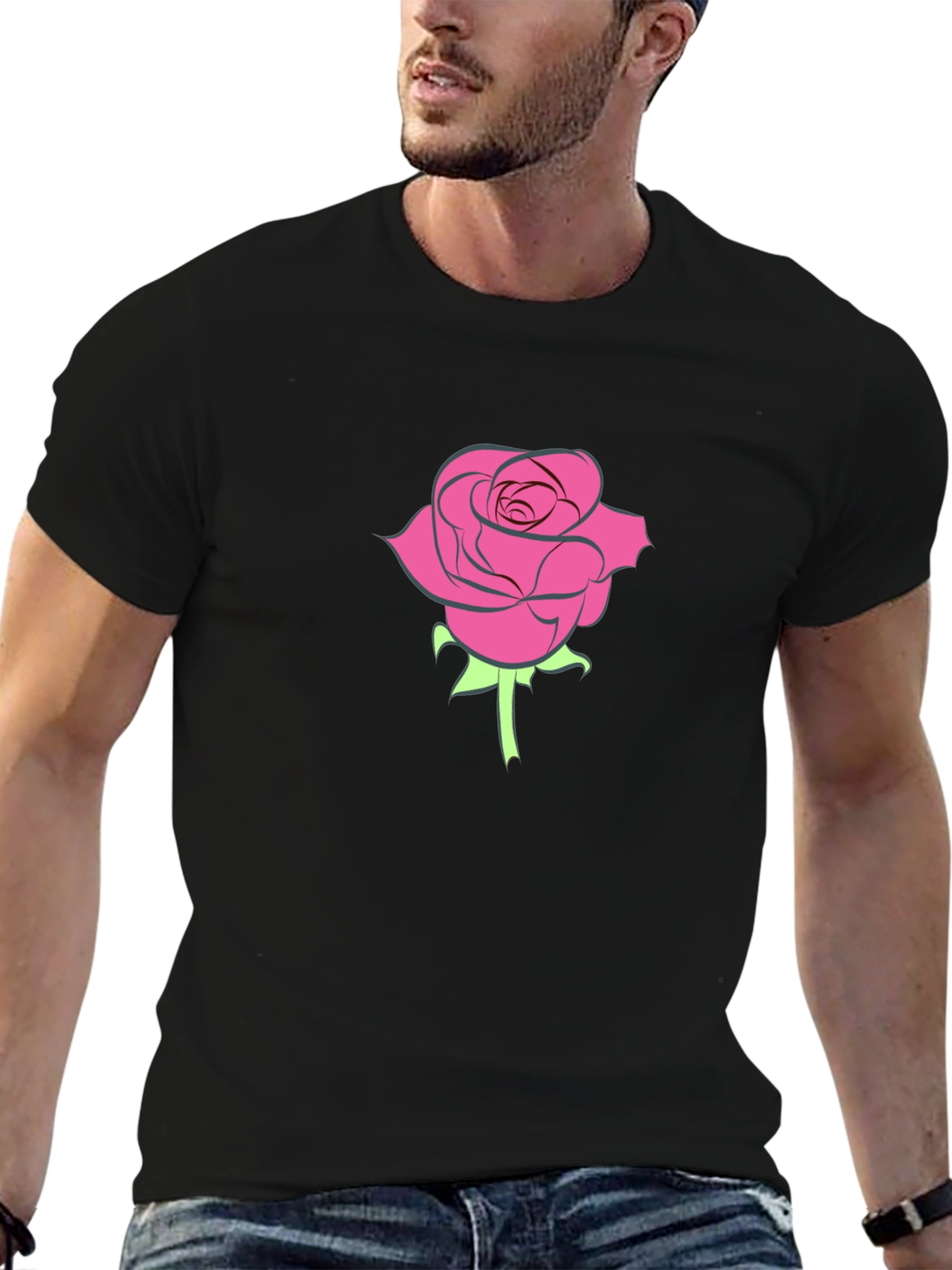 Rose Graphic Black T-Shirt