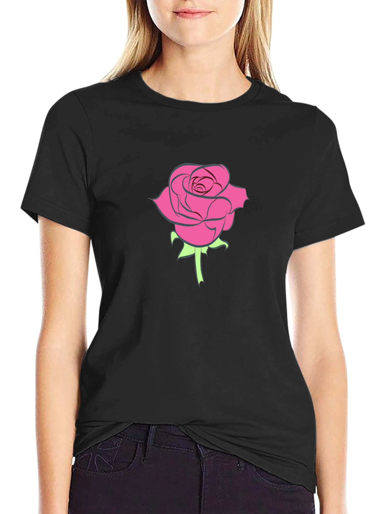 Rose Graphic Black T-Shirt