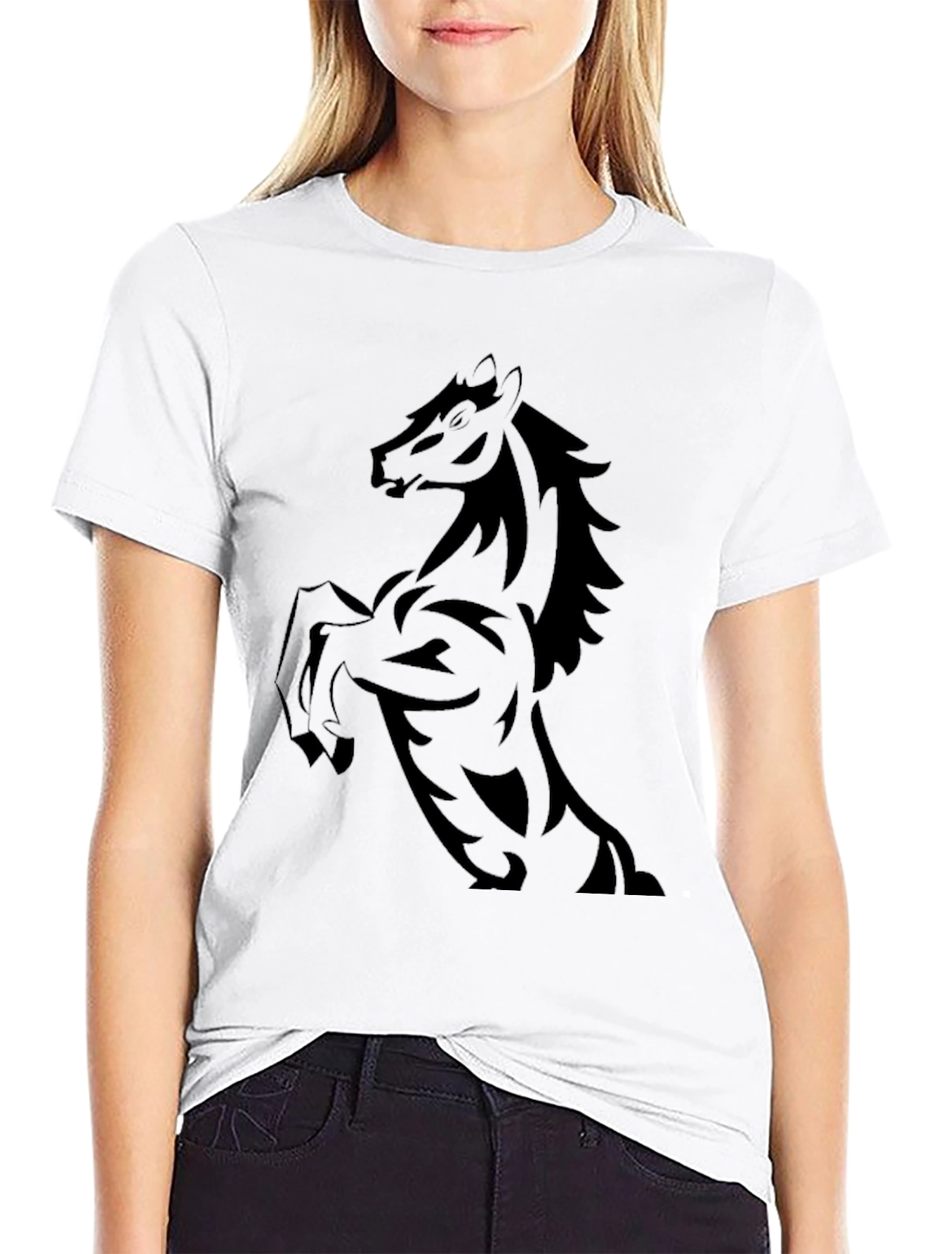 Black Horse Graphic Tee - Stylish Mens T-Shirt