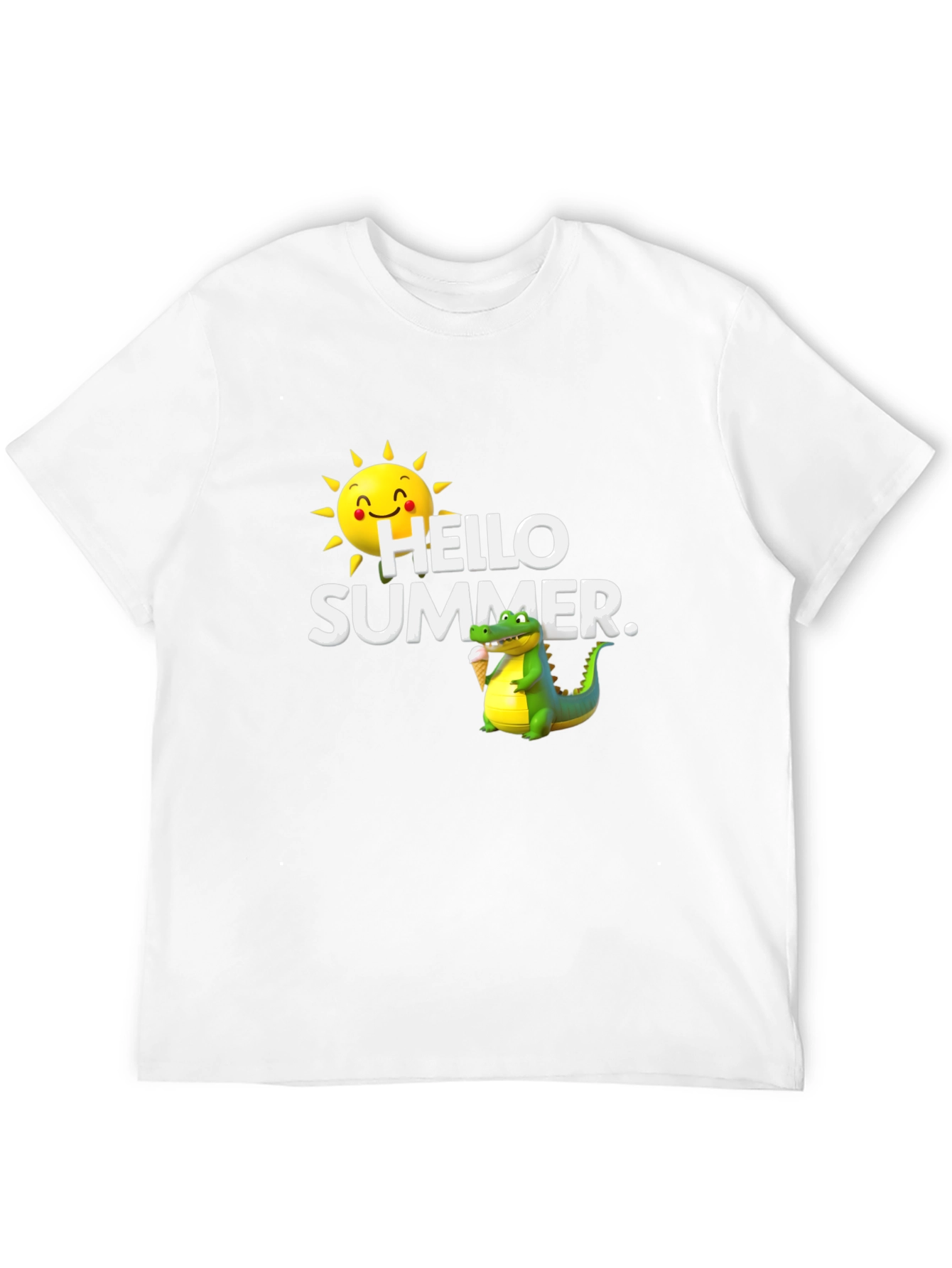 Hello Summer Black T-Shirt with Alligator