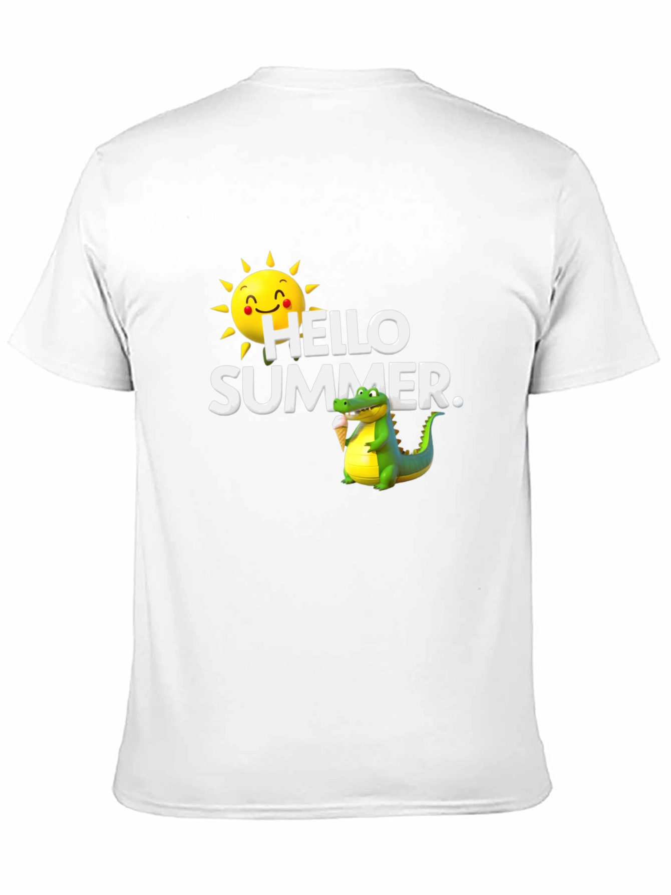 Hello Summer Black T-Shirt with Alligator