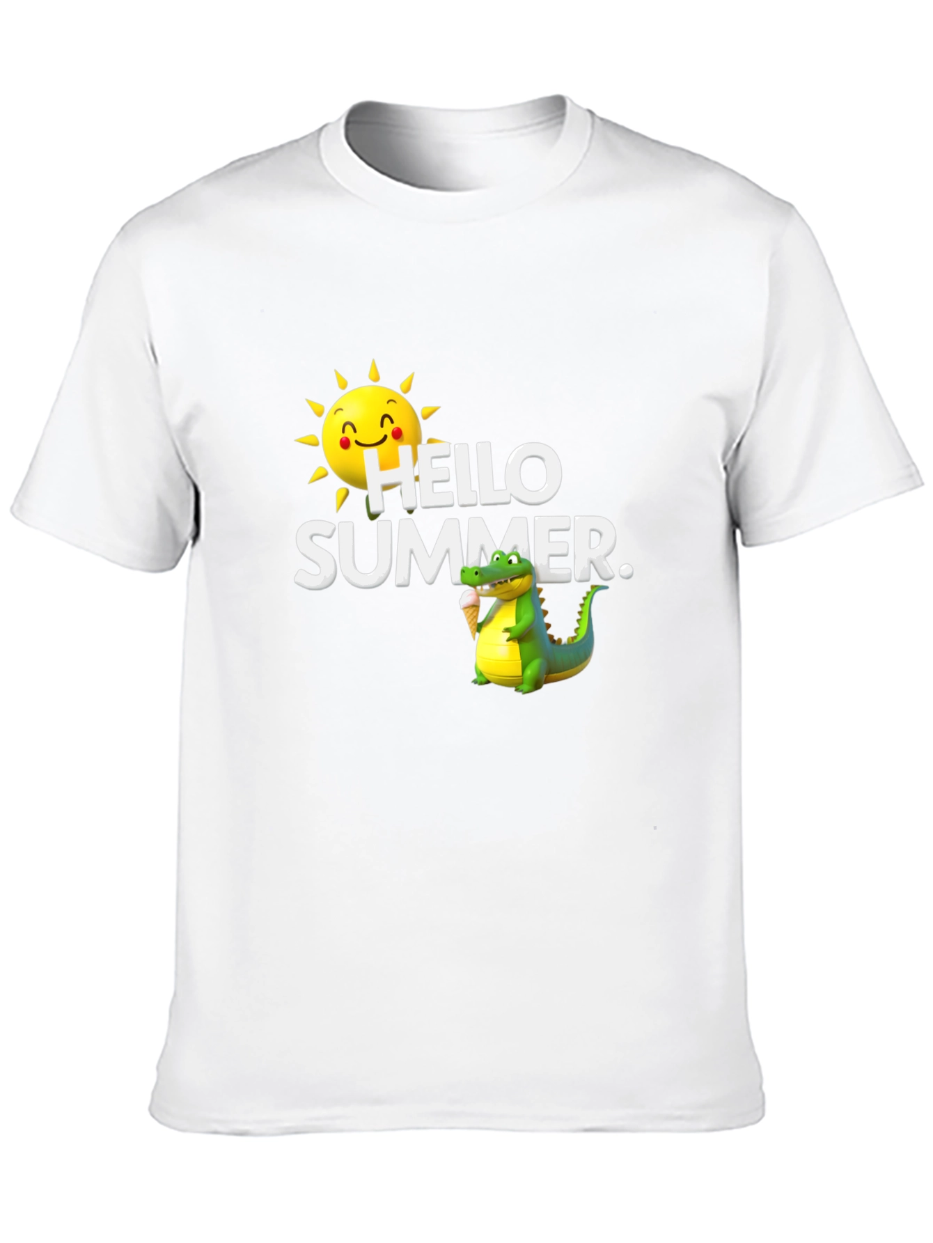 Hello Summer Black T-Shirt with Alligator