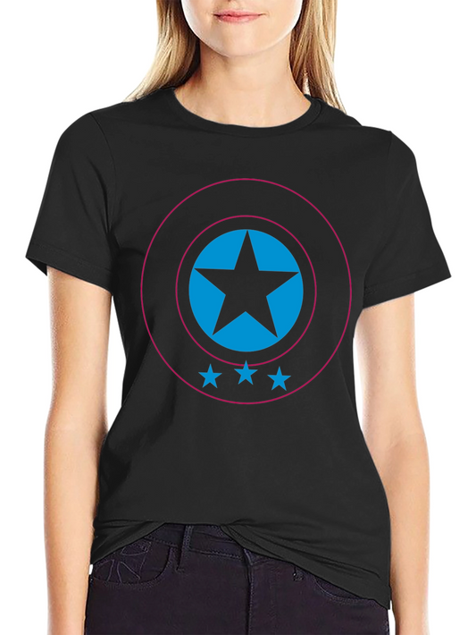 Stylish Black T-Shirt with Star Shield Design