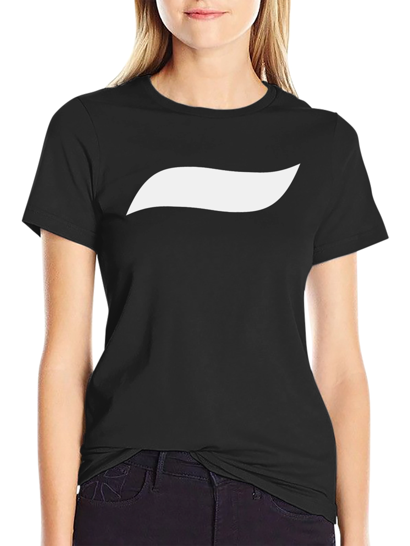 Black T-Shirt with White Wave Graphic