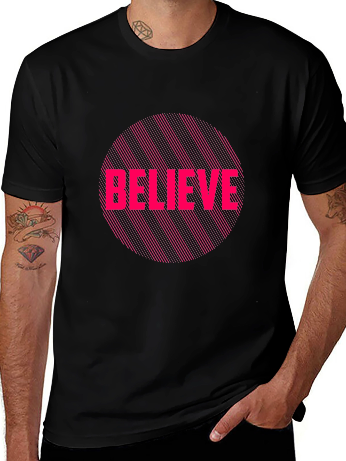 Believe Graphic Print Black T-Shirt