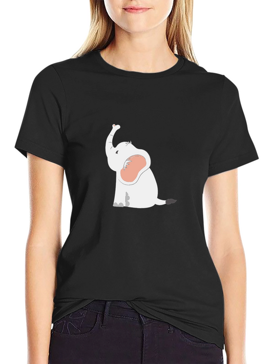 Cute Elephant Graphic T-Shirt - Black