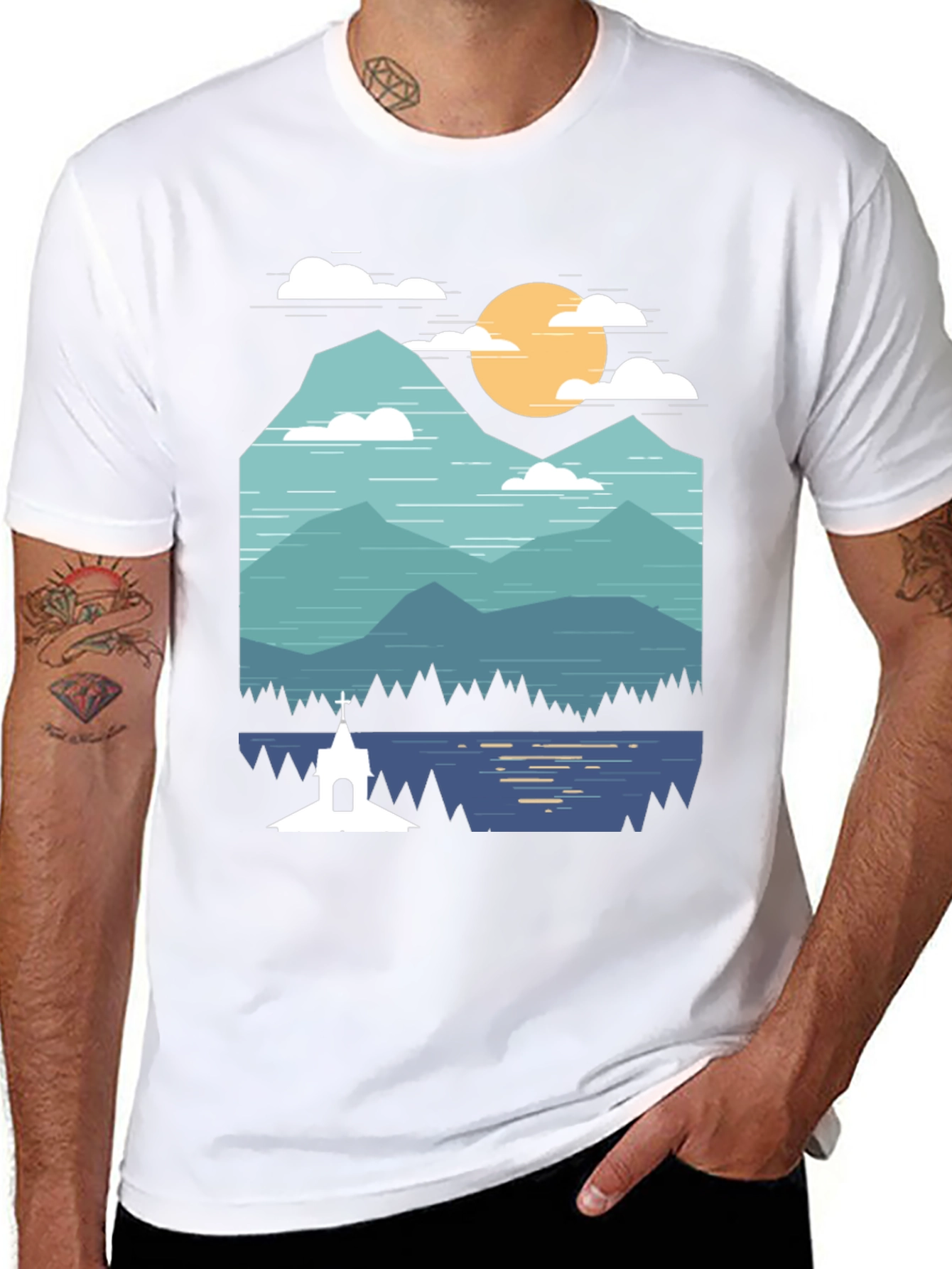 Scenic Mountain & Lake Graphic Tee