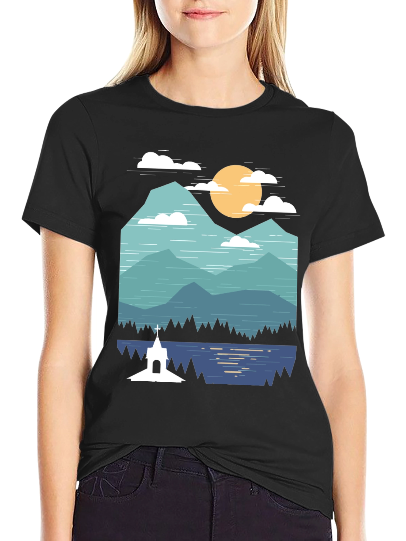 Scenic Mountain & Lake Graphic Tee