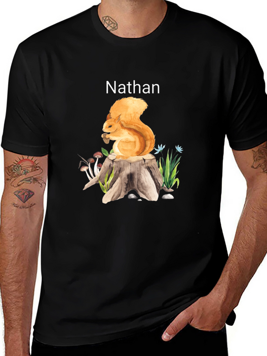 Squirrel on Stump T-Shirt - Custom Name Option