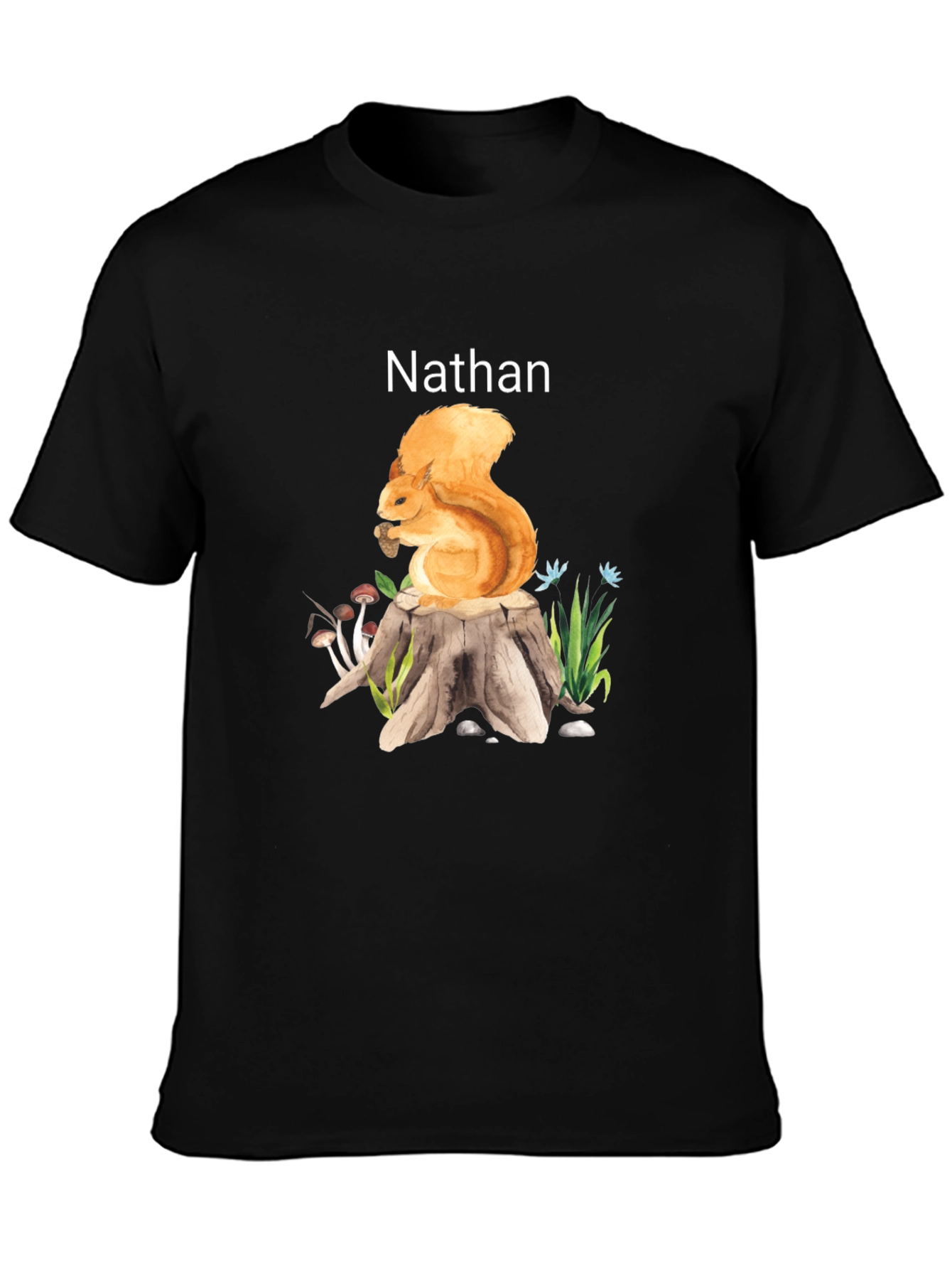 Squirrel on Stump T-Shirt - Custom Name Option