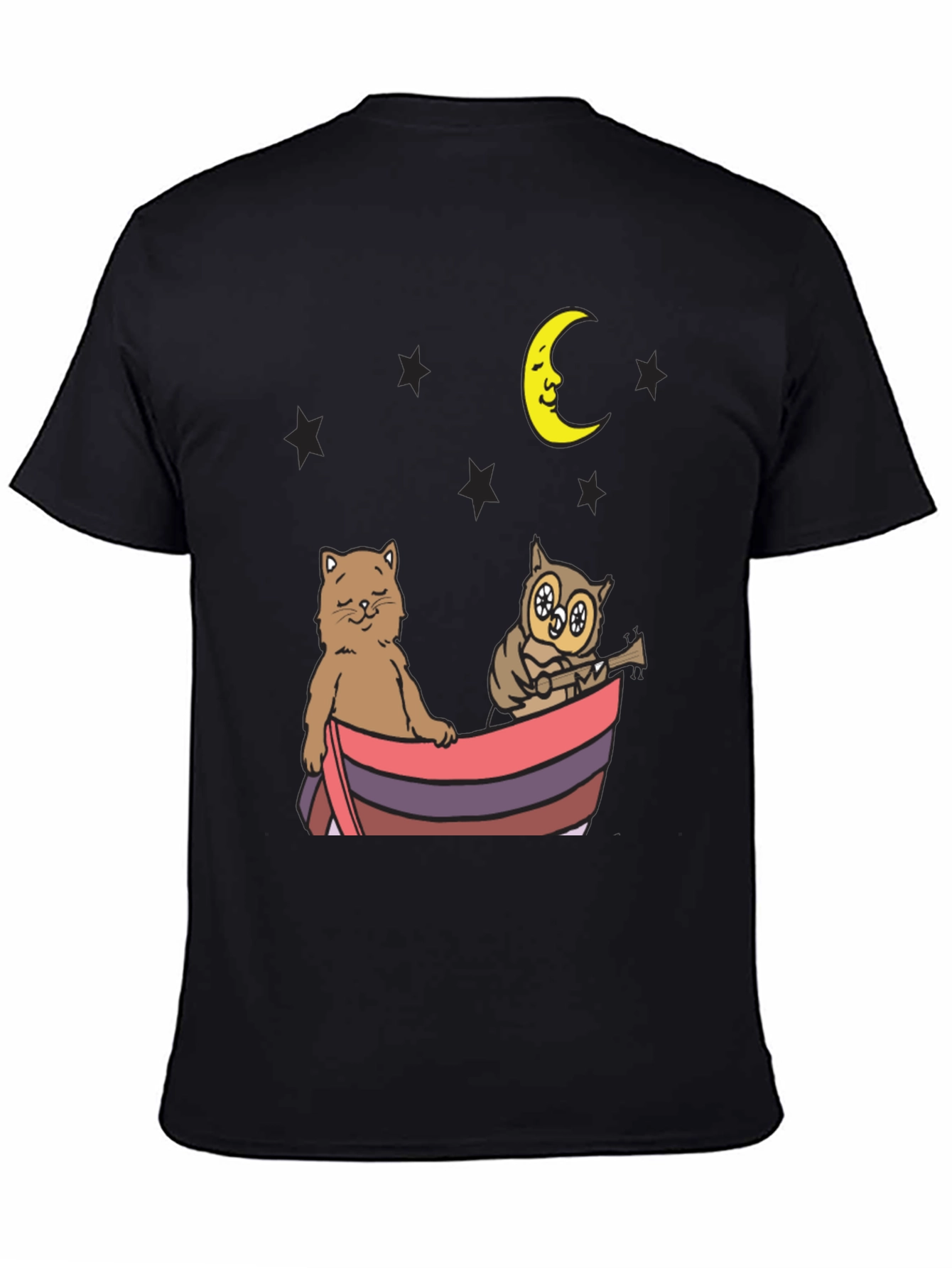 Cat & Owl Moon Boat Graphic Tee