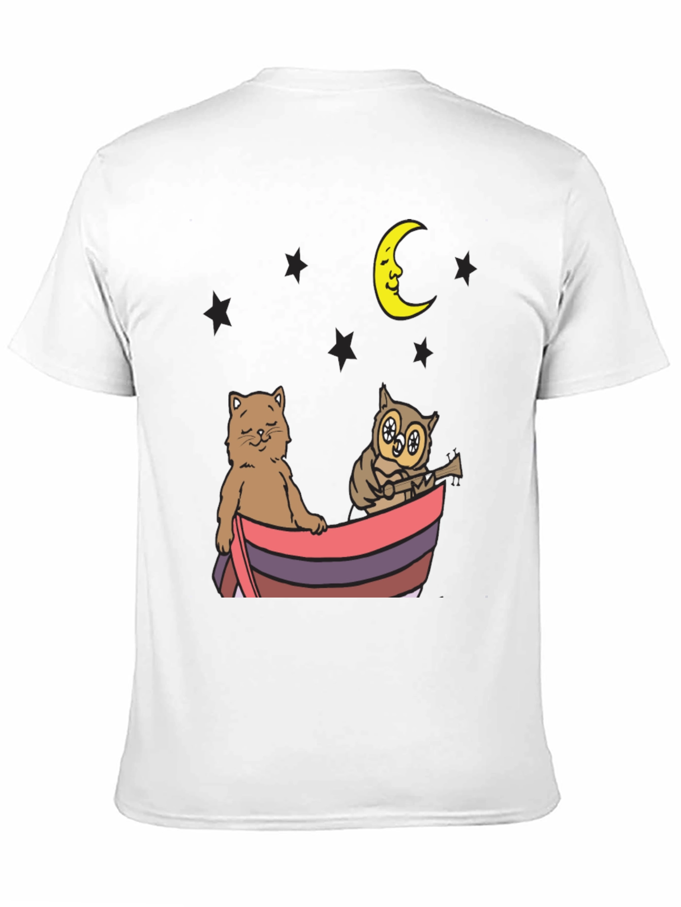 Cat & Owl Moon Boat Graphic Tee
