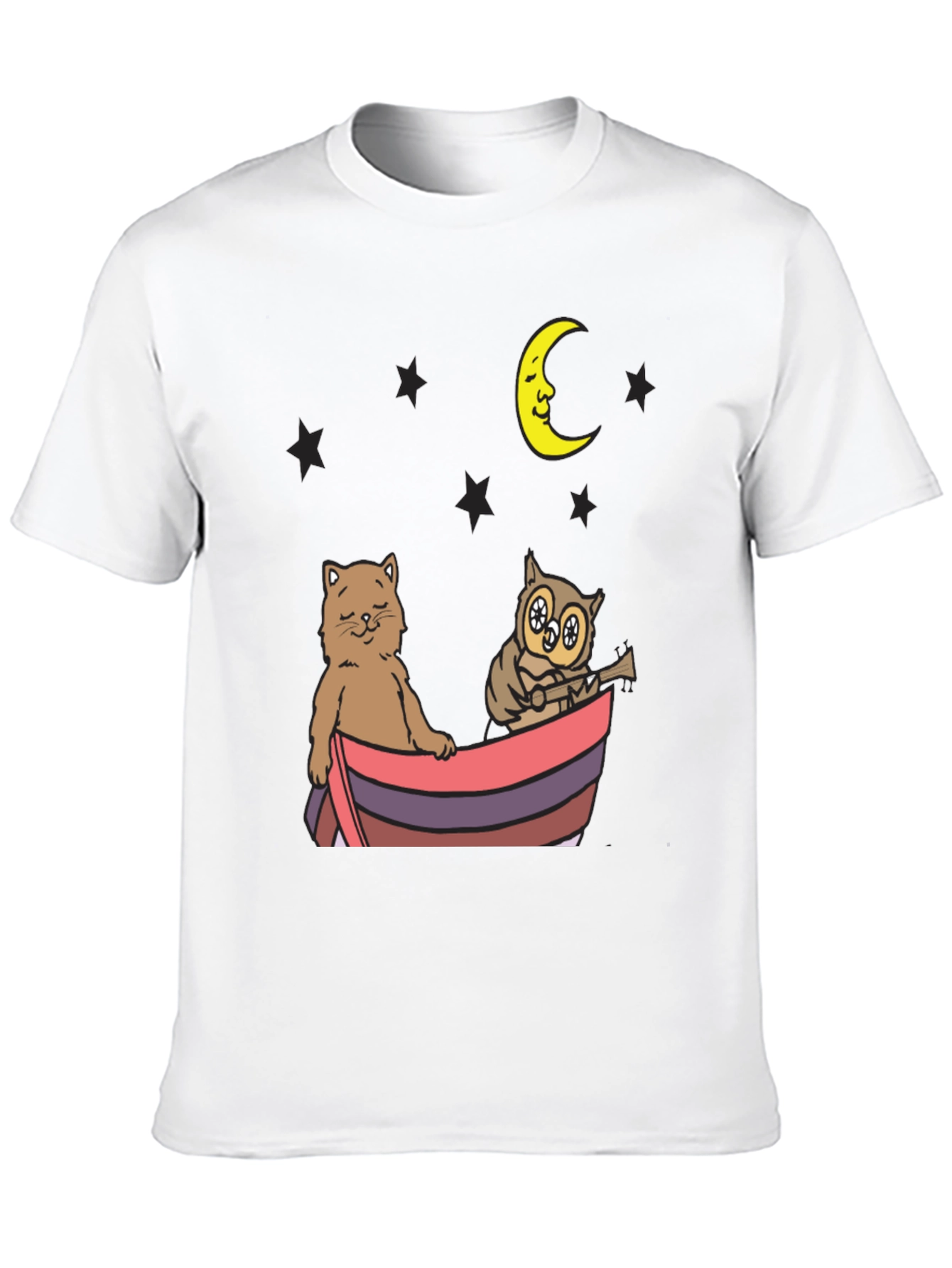 Cat & Owl Moon Boat Graphic Tee