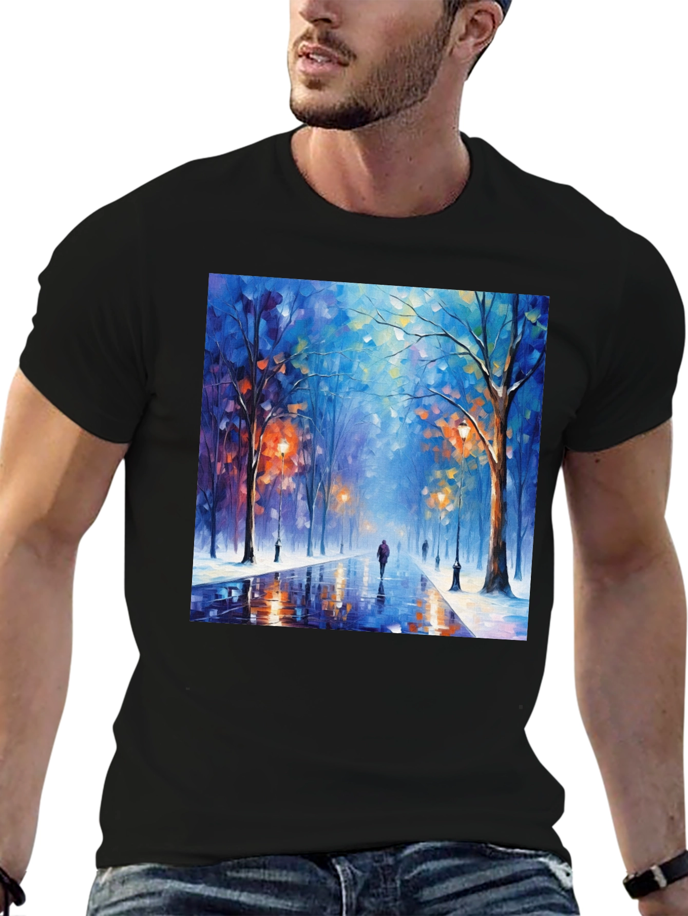 Artistic Winter Street Scene T-Shirt