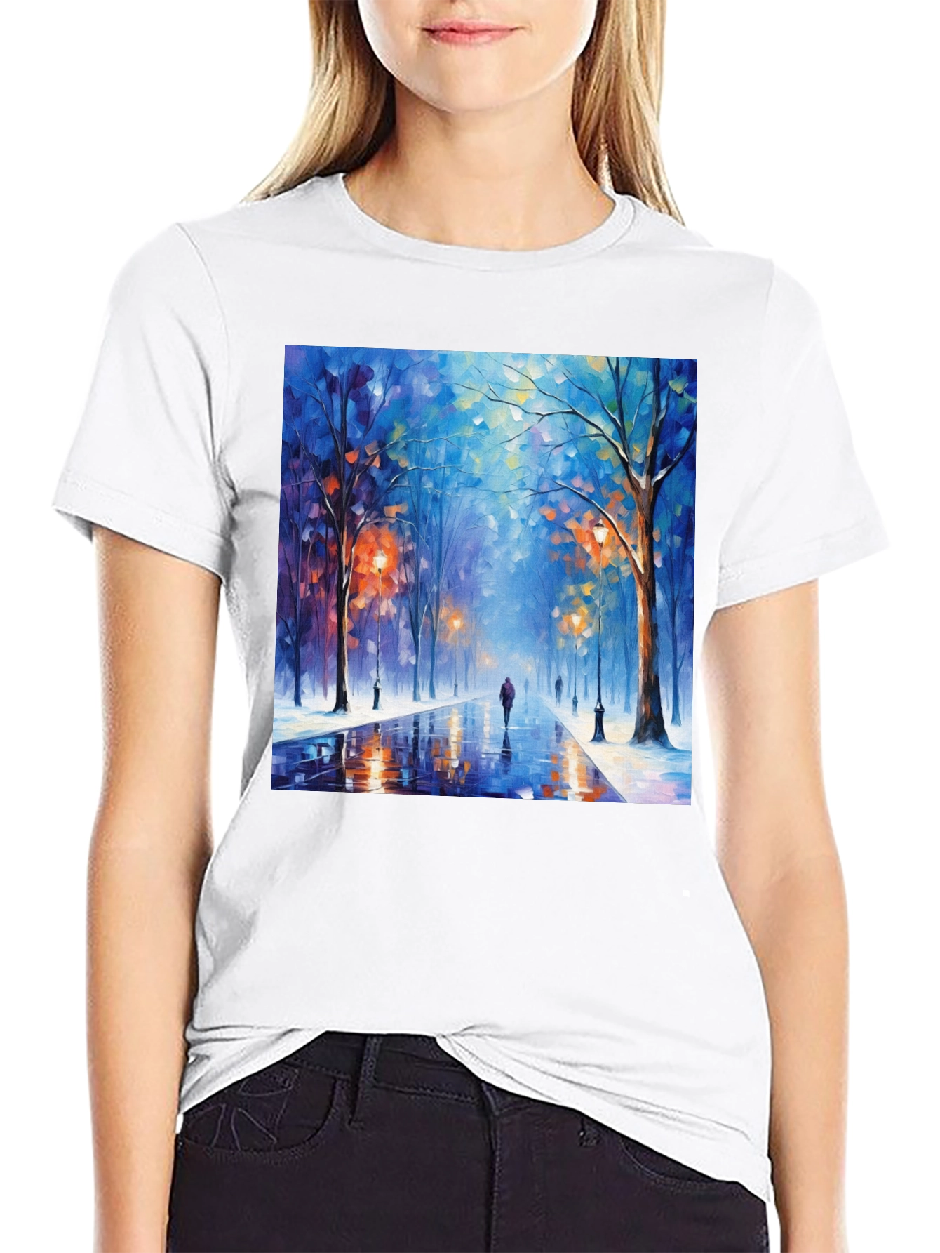 Artistic Winter Street Scene T-Shirt