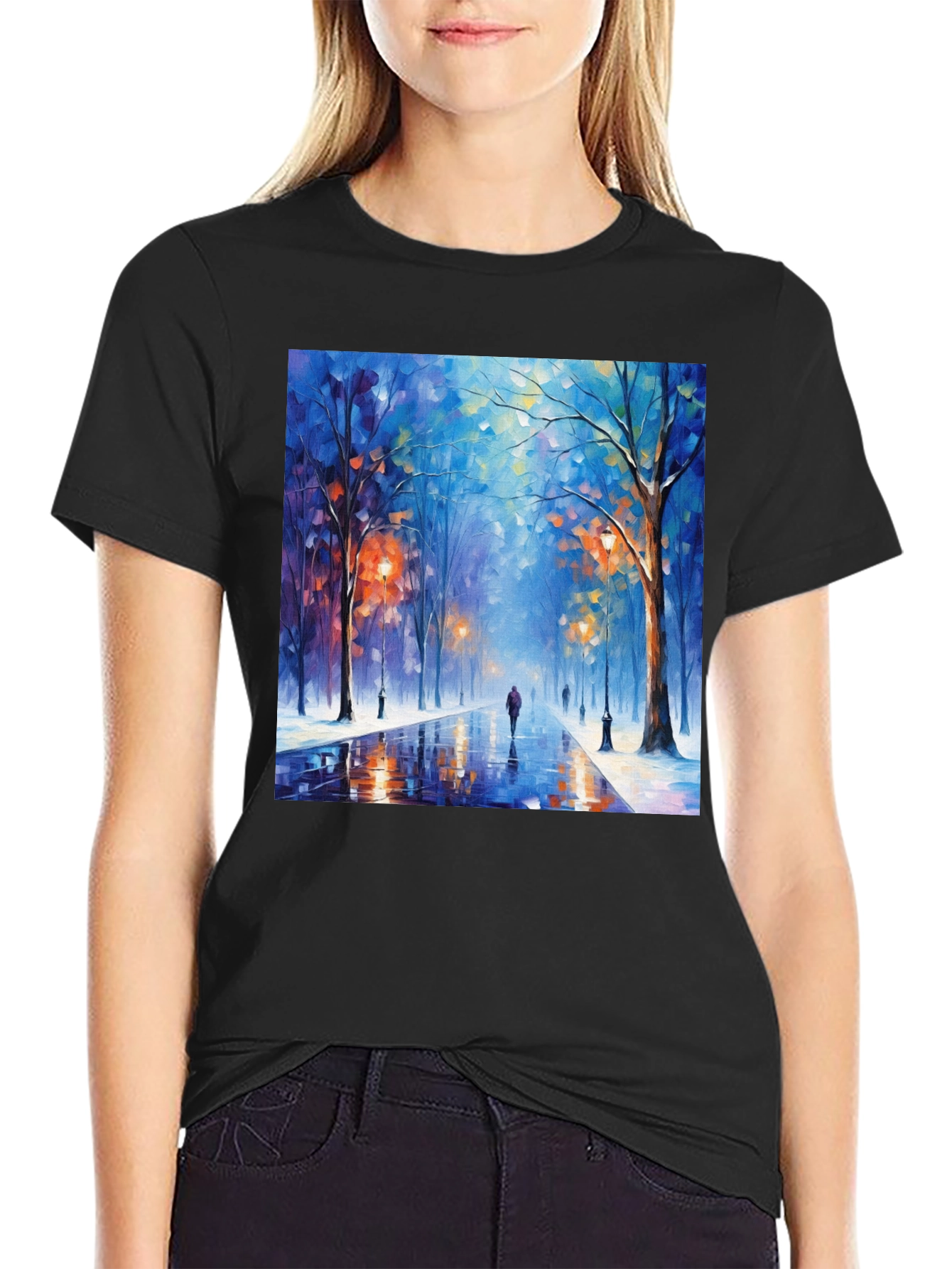 Artistic Winter Street Scene T-Shirt