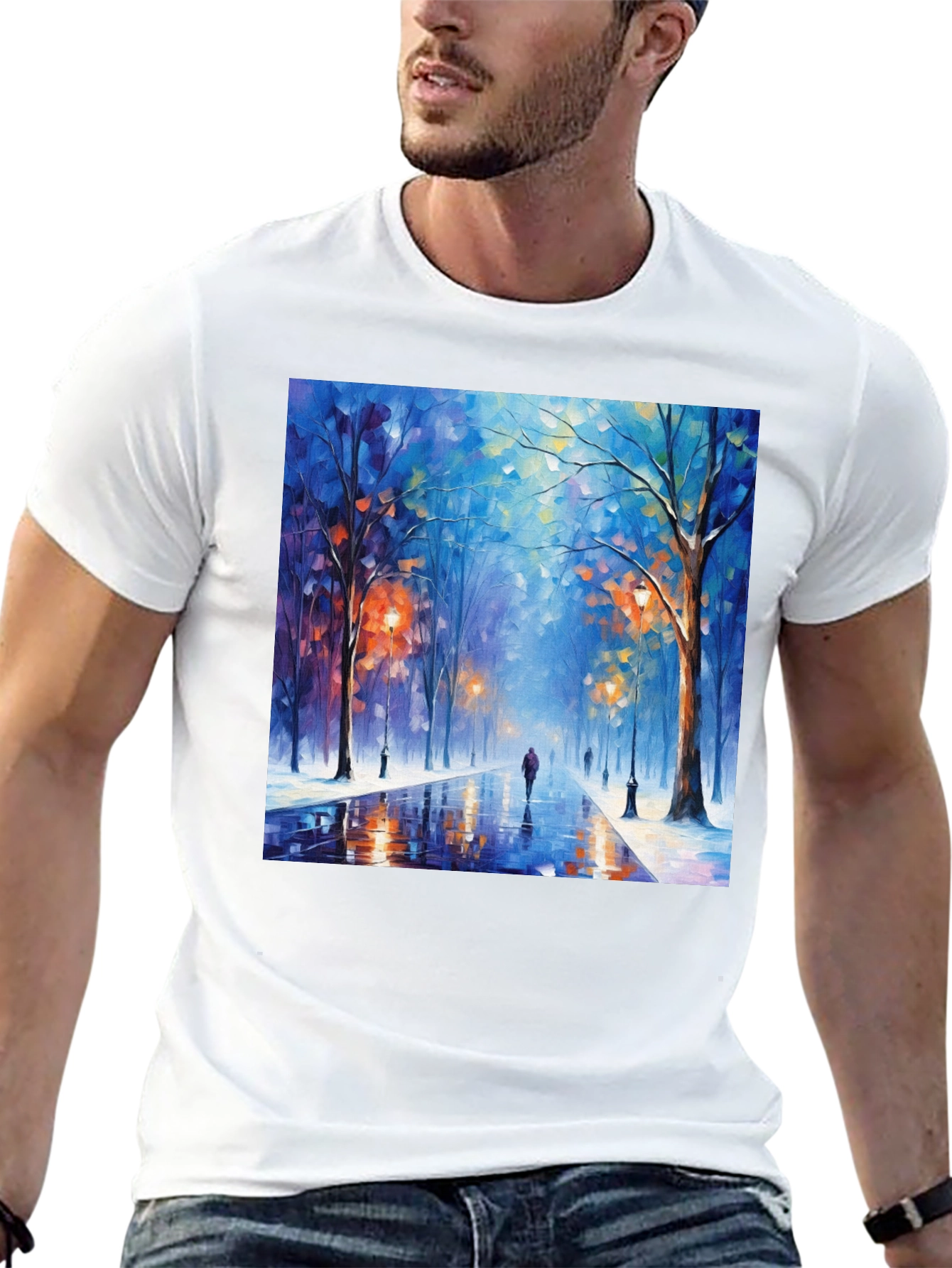 Artistic Winter Street Scene T-Shirt