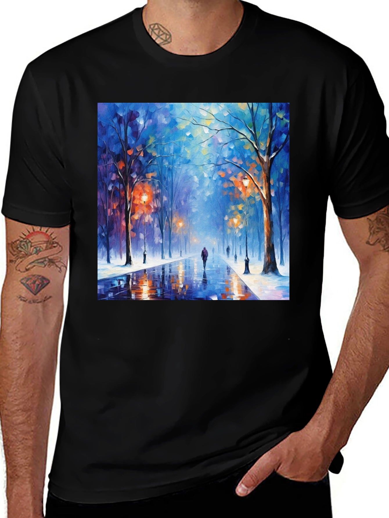 Artistic Winter Street Scene T-Shirt
