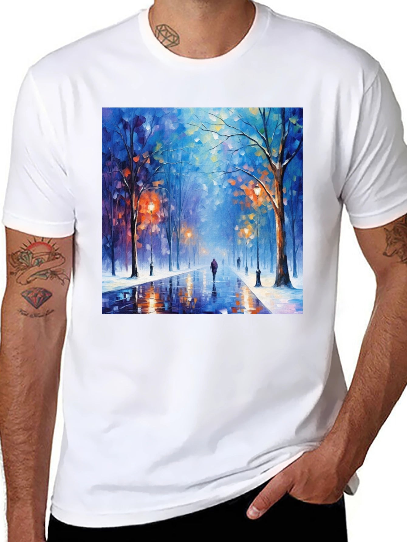 Artistic Winter Street Scene T-Shirt