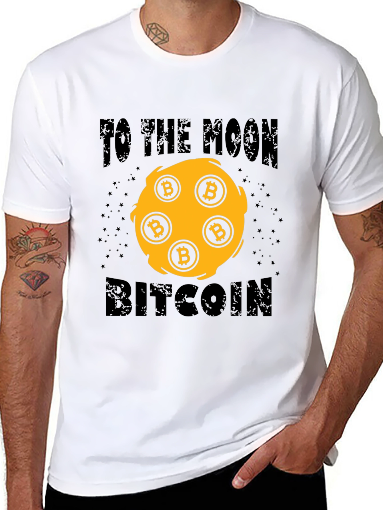 Bitcoin To The Moon Black Graphic T-Shirt