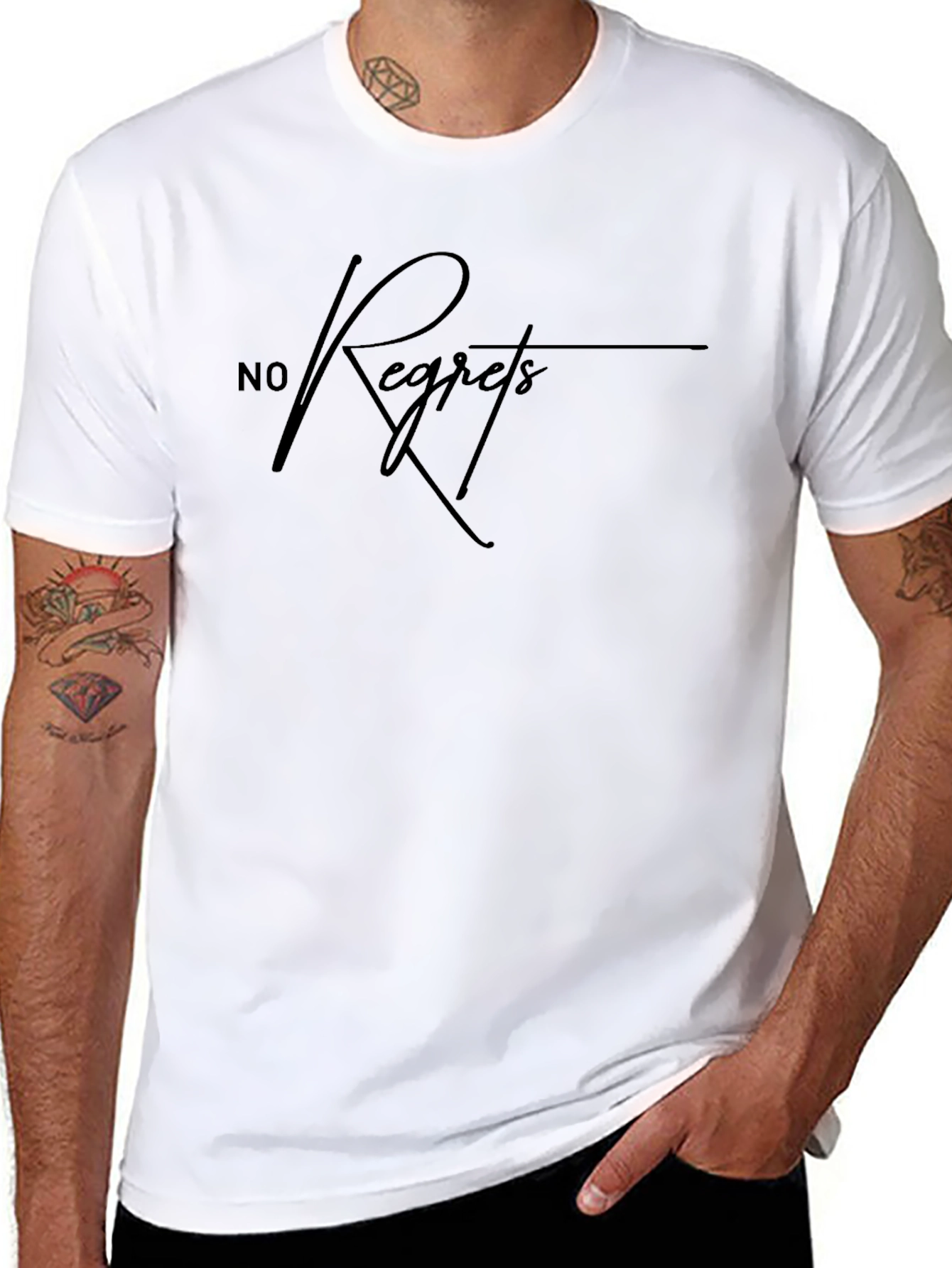 No Regrets Graphic Tee - Black Casual