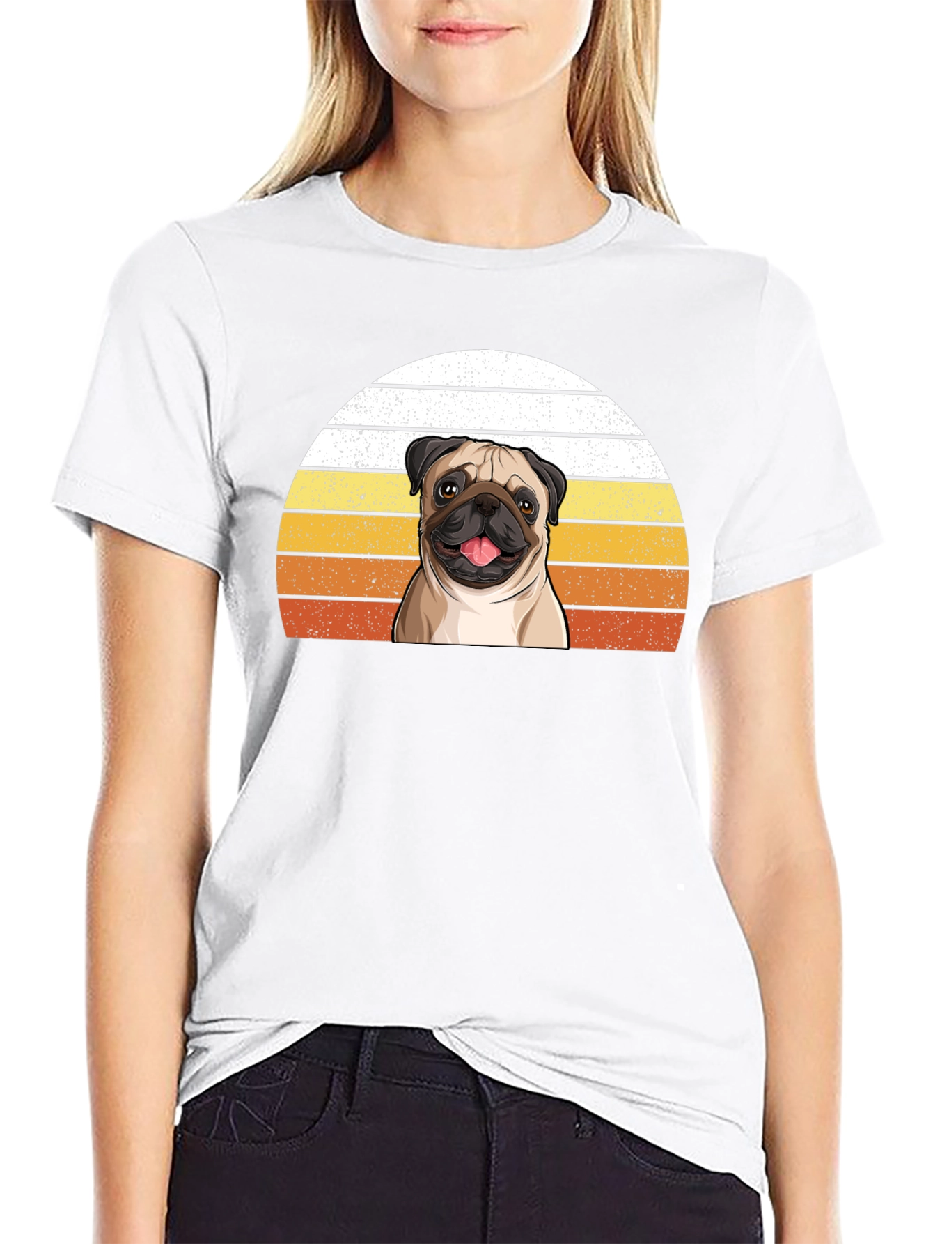Pug Sunset Graphic Tee - Unisex Black T-Shirt