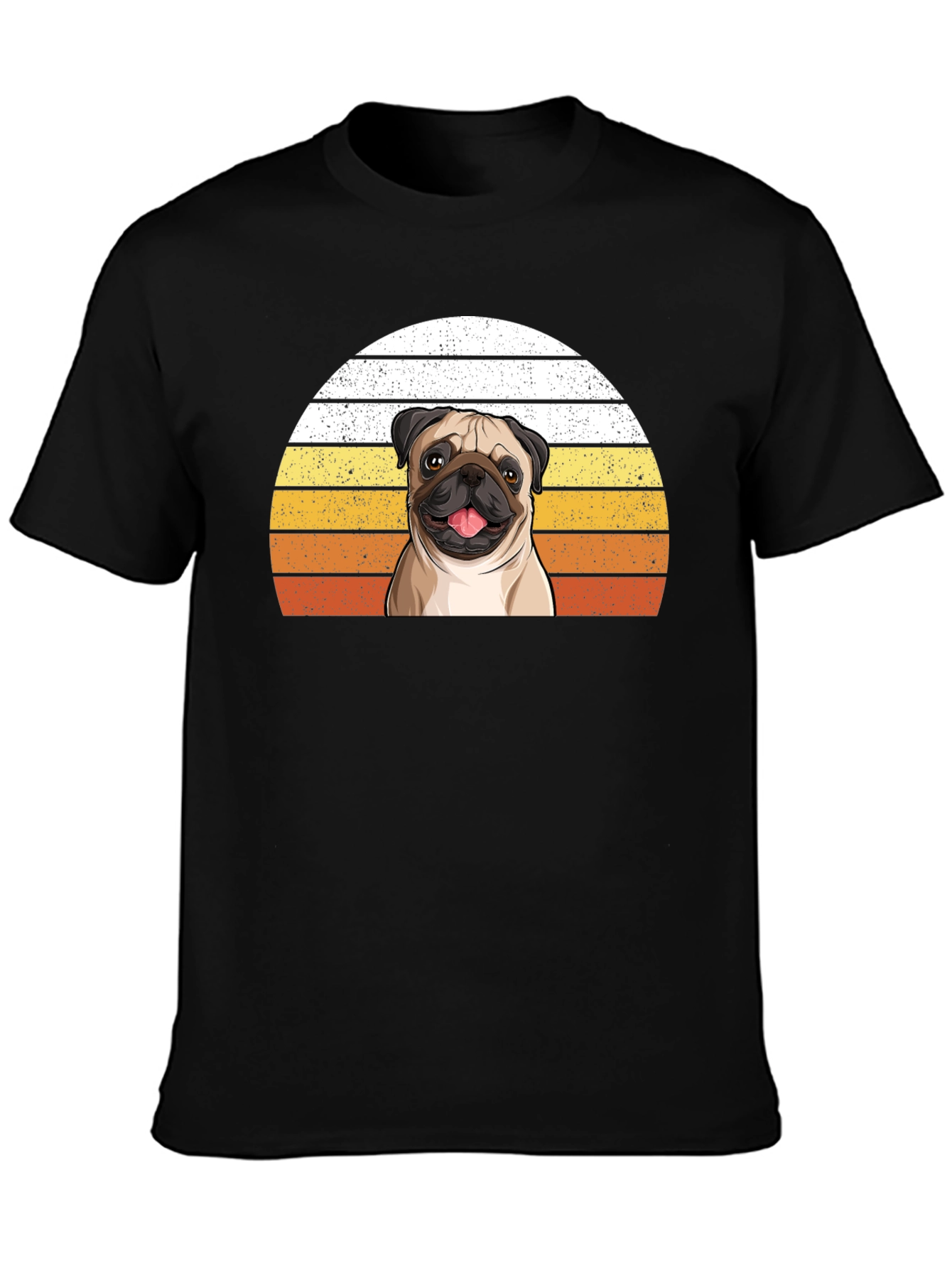 Pug Sunset Graphic Tee - Unisex Black T-Shirt