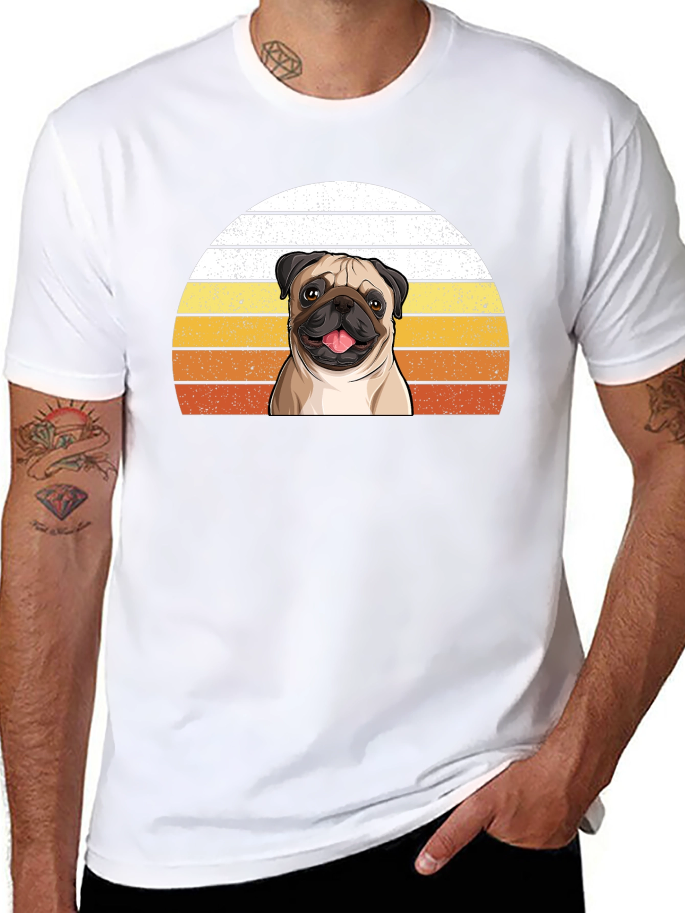 Pug Sunset Graphic Tee - Unisex Black T-Shirt