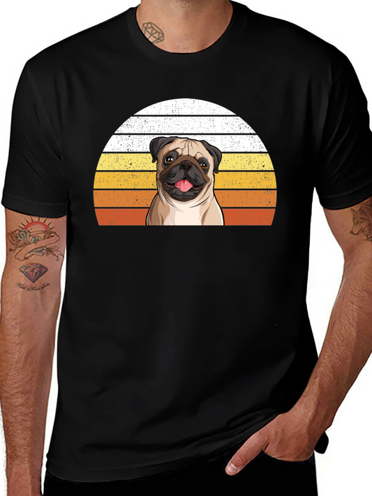 Pug Sunset Graphic Tee - Unisex Black T-Shirt