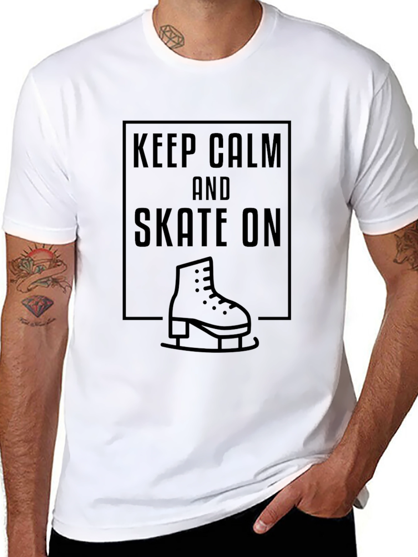 Keep Calm and Skate On Black T-Shirt