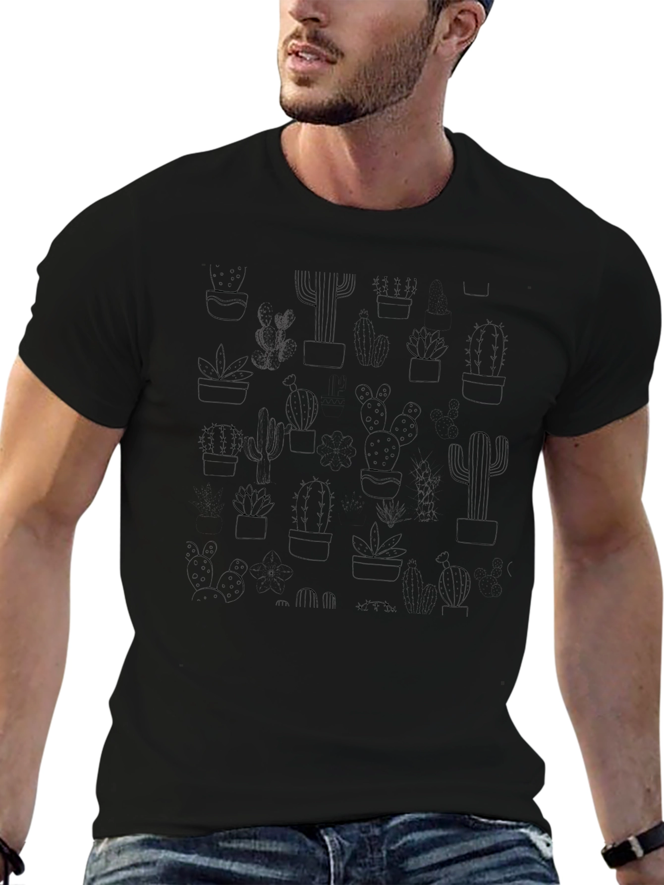 Cactus Graphic Print T-Shirt - Casual Style