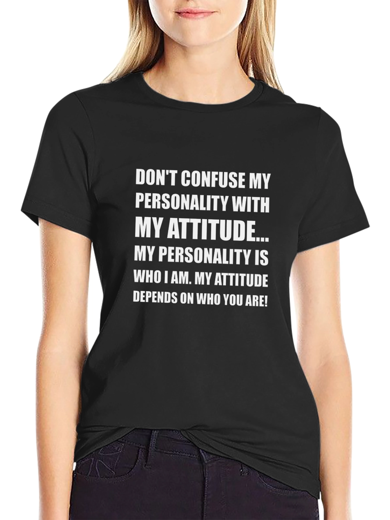 Attitude Personality Graphic Tee - Black