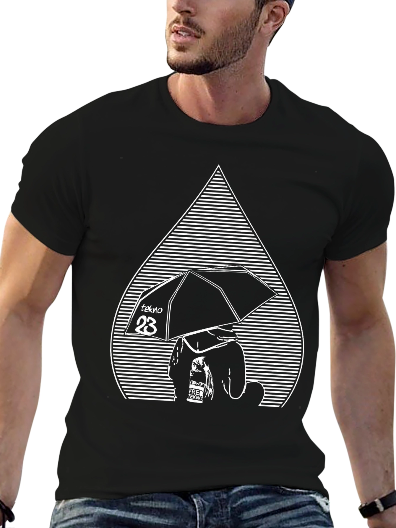 Tekno Umbrella Graphic Tee - Black Cotton Comfort