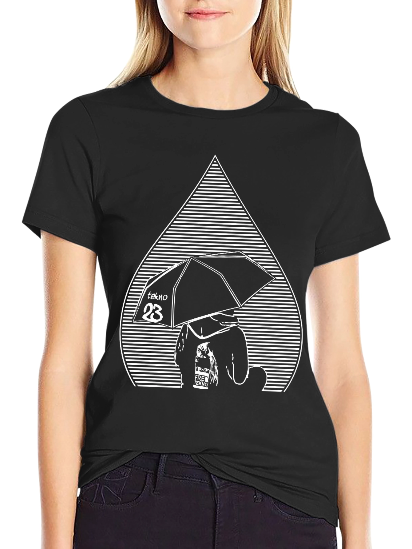 Tekno Umbrella Graphic Tee - Black Cotton Comfort