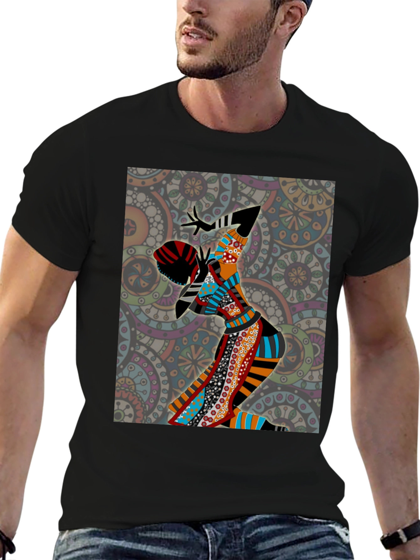 Abstract Art Print Black T-Shirt